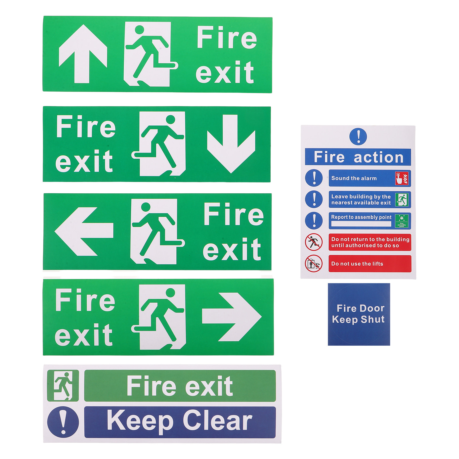 Emergency Exit Sign - 21 Adet Kamu Güvenliği Çıkış Levhaları